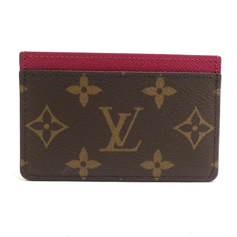 Louis Vuitton Card Case Wallet Monogram Portecarte Canvas Fuschia Pink